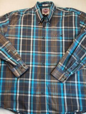 Larro Turquoise blue plaid button-up shirt XL
